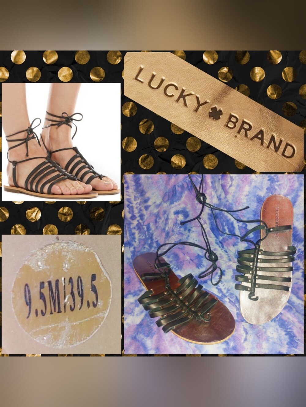 Lucky Brand brand Blk & Silver Colette Strappy Gladiator Sandals 9.5M US/39.5 UK